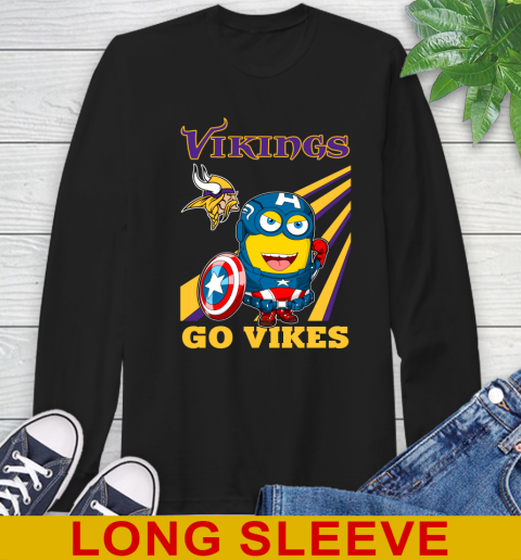 NFL Football Minnesota Vikings Captain America Marvel Avengers Minion Shirt Long Sleeve T-Shirt