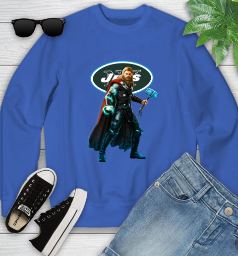 NFL Thor Avengers Endgame Football New York Jets Youth Sweatshirt 8