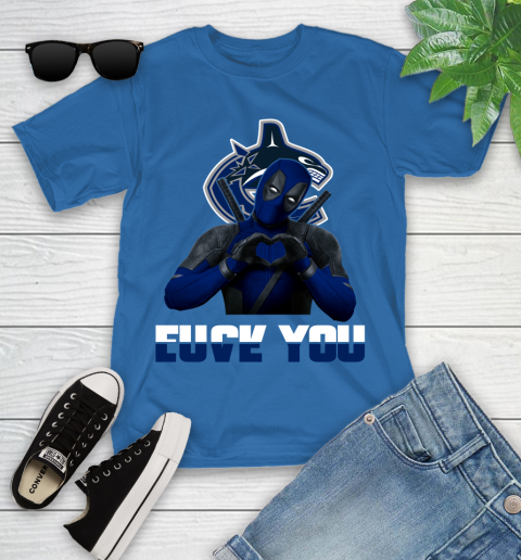 NHL Vancouver Canucks Deadpool Love You Fuck You Hockey Sports Youth T-Shirt 12