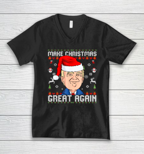Trump 2024 Make Christmas Great Again Funny Ugly V-Neck T-Shirt