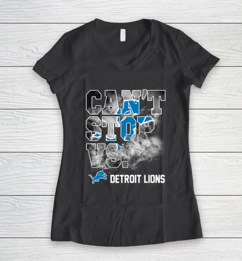 NFL Detroit Lions Can't Stop Vs Women's V-Neck T-Shirt 6