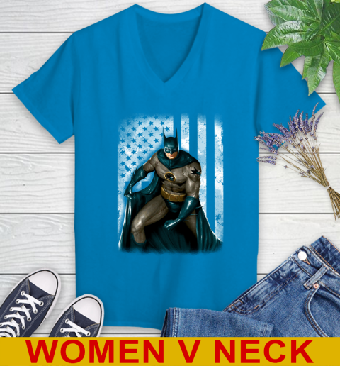 San Jose Sharks NHL Hockey Batman DC American Flag Shirt Women's V-Neck T-Shirt 7