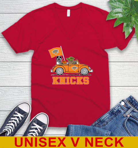 NBA Basketball New York Knicks Darth Vader Baby Yoda Driving Star Wars Shirt V-Neck T-Shirt 7