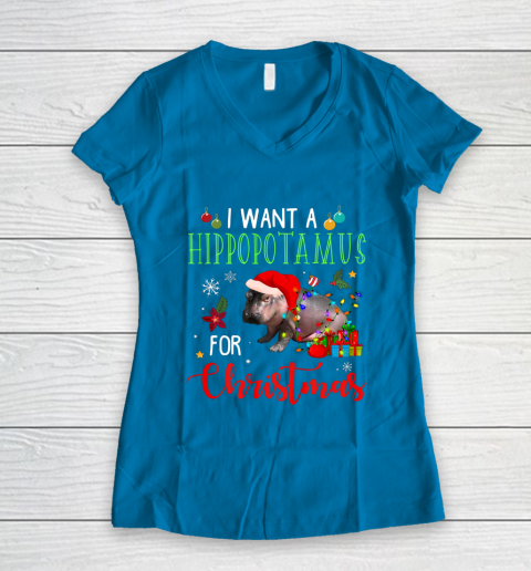 I Want A Hippopotamus For Christmas Hippo Fiona Women's V-Neck T-Shirt 5
