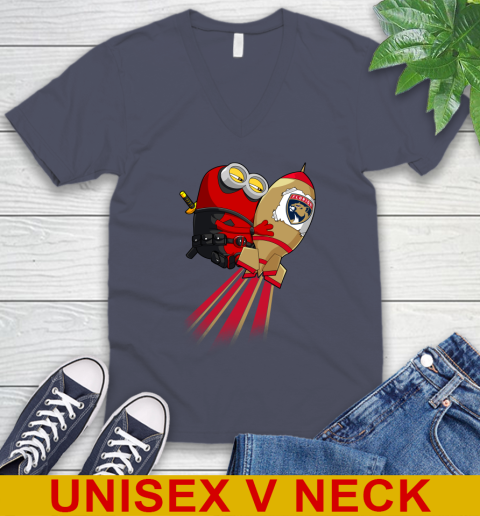 NHL Hockey Florida Panthers Deadpool Minion Marvel Shirt V-Neck T-Shirt 7