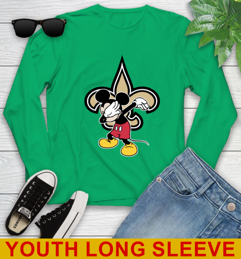 New Orleans Saints NFL Football Dabbing Mickey Disney Sports Youth Long Sleeve 7