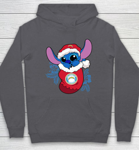 Los Angeles Chargers Christmas Stitch In The Sock Funny Disney NFL Hoodie 7