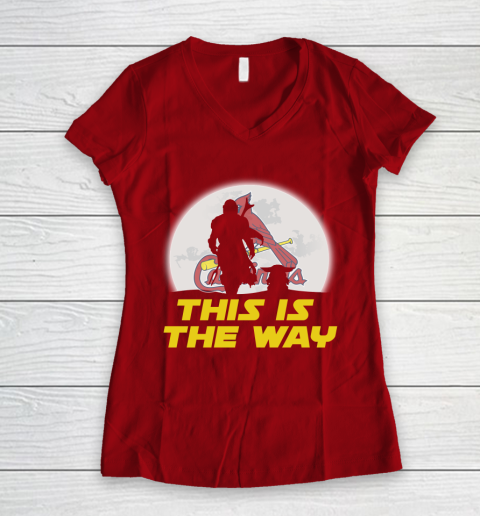 St.Louis Cardinals MLB Baseball Star Wars Yoda And Mandalorian This Is The Way Women's V-Neck T-Shirt 8