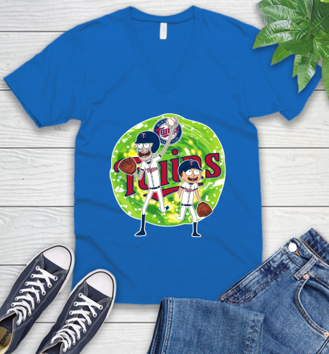 MLB Minnesota Twins Rick And Morty Baseball Sports V-Neck T-Shirt 6
