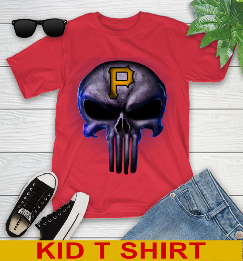 Pittsburgh Pirates MLB Baseball Punisher Skull Sports Youth T-Shirt 11