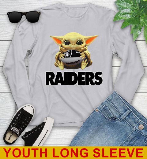 NFL Football Oakland Raiders Baby Yoda Star Wars Shirt Youth Long Sleeve 6