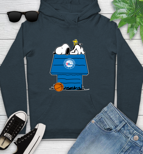 Philadelphia 76ers NBA Basketball Snoopy Woodstock The Peanuts Movie Youth Hoodie 8