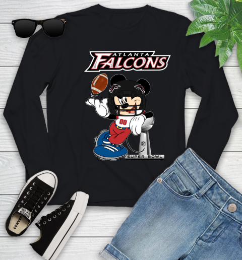 NFL Atlanta Falcons Mickey Mouse Disney Super Bowl Football T Shirt Youth Long Sleeve 2
