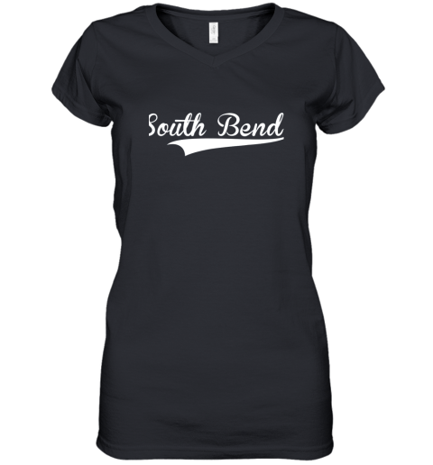 SOUTH BEND Baseball Styled Jersey Shirt Softball Women's V-Neck T-Shirt