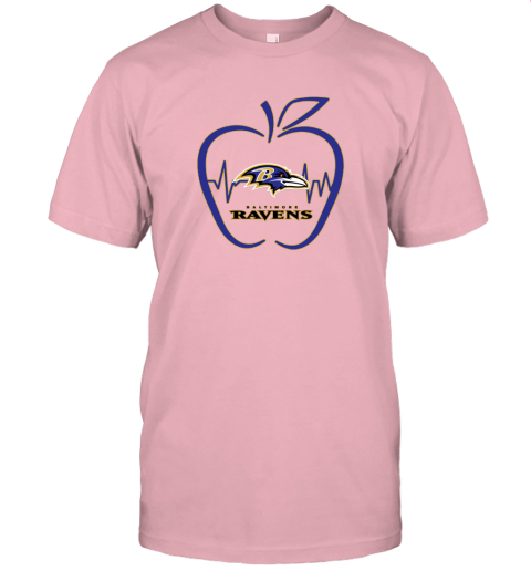 Apple Heartbeat Teacher Symbol Baltimore Ravens Unisex Jersey Tee