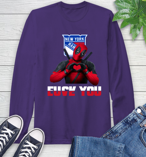 NHL New York Rangers Deadpool Love You Fuck You Hockey Sports Long Sleeve T-Shirt 5