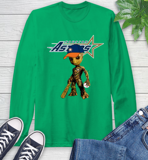 MLB Houston Astros Groot Guardians Of The Galaxy Baseball Long Sleeve T-Shirt 7