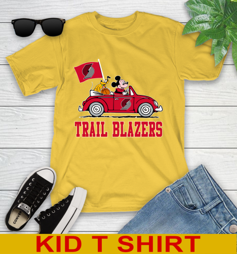 NBA Basketball Portland Trail Blazers Pluto Mickey Driving Disney Shirt Youth T-Shirt 8