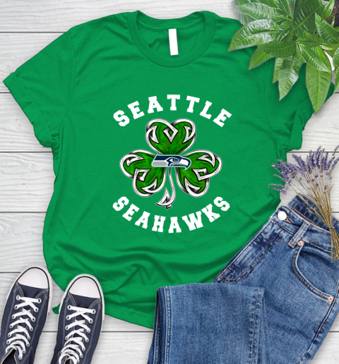 NFL Seattle Seahawks Three Leaf Clover St Patrick's Day Football Sports Women's T-Shirt 10 NFL Seattle Seahawks Three Leaf Clover St Patrick's Day Football Sports Women's T-Shirt - Image 10