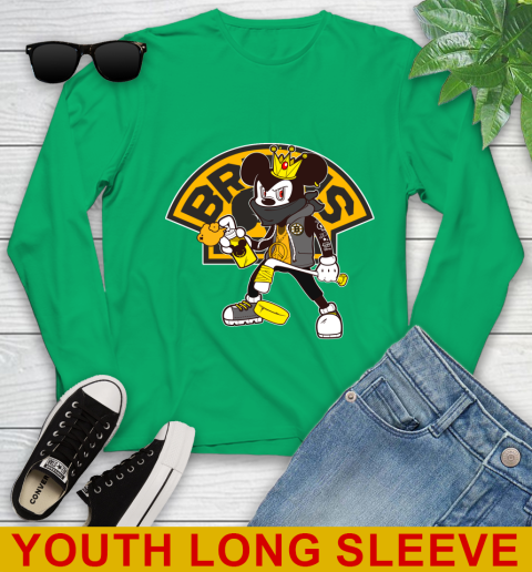 Boston Bruins NHL Hockey Mickey Peace Sign Sports Youth Long Sleeve 7