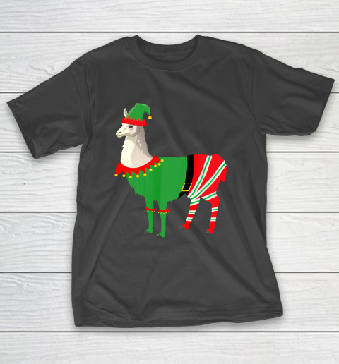 Llama in Elf costume Funny Llama Christmas Pajama T-Shirt