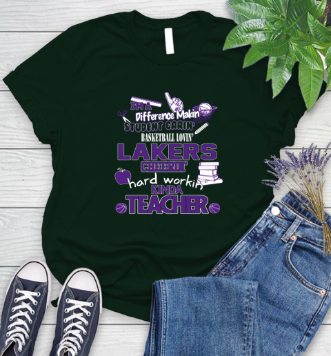 Los Angeles Lakers NBA I'm A Difference Making Student Caring Basketball Loving Kinda Teacher Women's T-Shirt 6