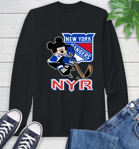 NHL New York Rangers Mickey Mouse Disney Hockey T Shirt Long Sleeve T-Shirt 14