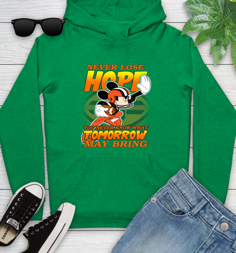 Cleveland Browns NFL Football Mickey Disney Never Lose Hope Youth Hoodie 9