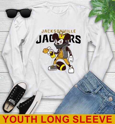 Jacksonville Jaguars NFL Football Mickey Peace Sign Sports Youth Long Sleeve