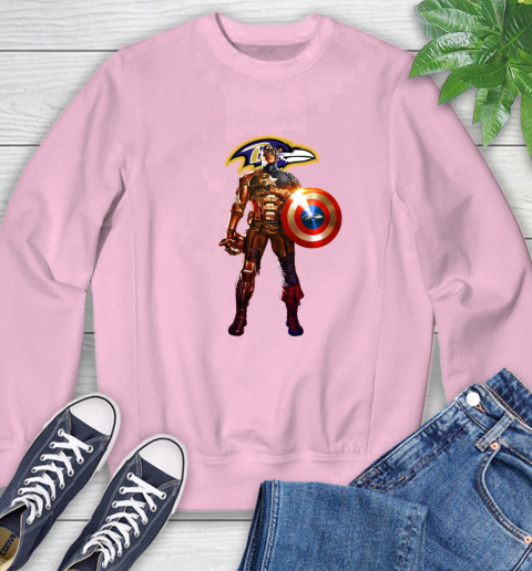 NFL Captain America Marvel Avengers Endgame Football Sports Baltimore Ravens Sweatshirt Tee For Sports
