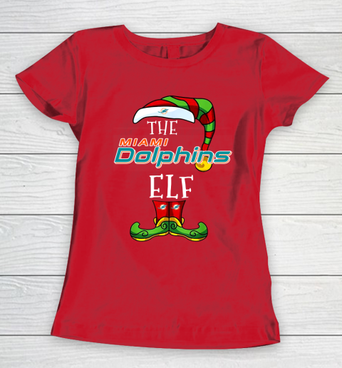 Miami Dolphins Christmas ELF Funny NFL Women's T-Shirt 9