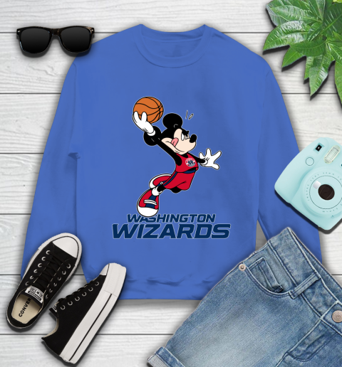 NBA Basketball Washington Wizards Cheerful Mickey Mouse Shirt Youth Sweatshirt 7