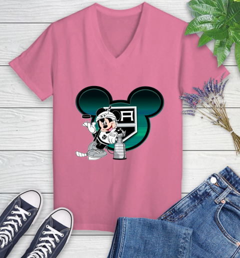 NHL Los Angeles Kings Stanley Cup Mickey Mouse Disney Hockey T Shirt Women's V-Neck T-Shirt 13