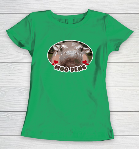 Moo Deng Bouncy Pig in Thai Picture The Cute Baby Hippo Women's T-Shirt 4