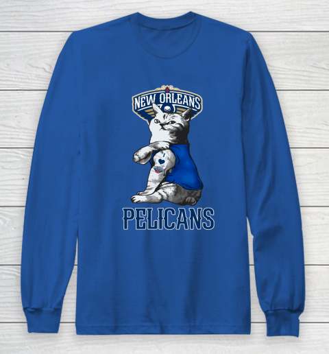 NBA Basketball My Cat Loves New Orleans Pelicans Long Sleeve T-Shirt 6
