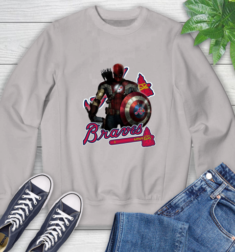 MLB Captain America Thor Spider Man Hawkeye Avengers Endgame Baseball Atlanta Braves Sweatshirt 12