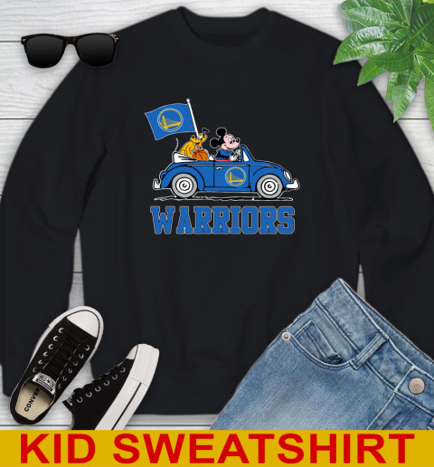 NBA Basketball Golden State Warriors Pluto Mickey Driving Disney Shirt Youth Sweatshirt 2