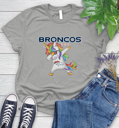 Denver Broncos NFL Football Funny Unicorn Dabbing Sports Women's T-Shirt 10