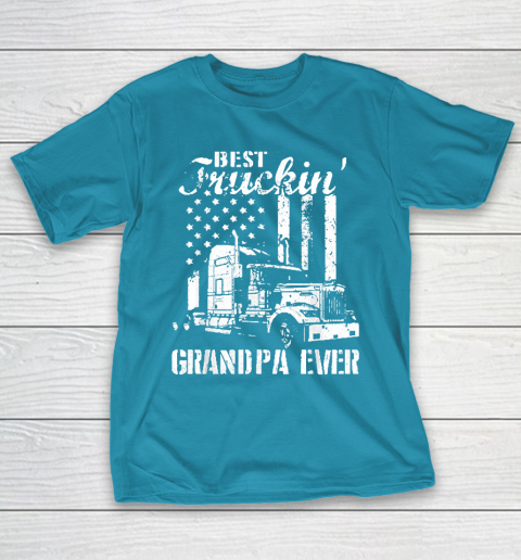 Grandpa Funny Gift Apparel  Best Truckin' Grandpa Ever Flag Father's Day T-Shirt 7