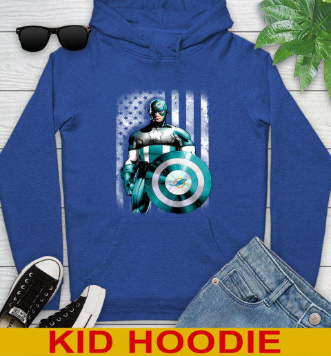 Miami Dolphins NFL Football Captain America Marvel Avengers American Flag Shirt Youth Hoodie 10