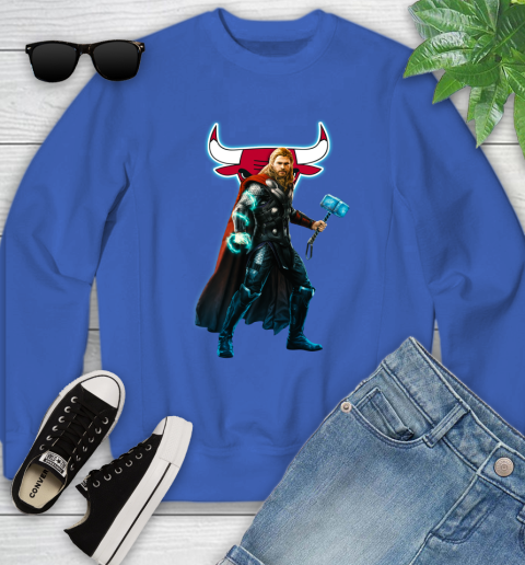 NBA Thor Avengers Endgame Basketball Chicago Bulls Youth Sweatshirt 8