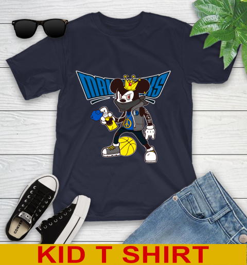 Dallas Mavericks NBA Basketball Mickey Peace Sign Sports Youth T-Shirt 3