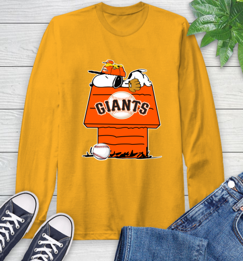 MLB San Francisco Giants Snoopy Woodstock The Peanuts Movie Baseball T Shirt_000 Long Sleeve T-Shirt 3
