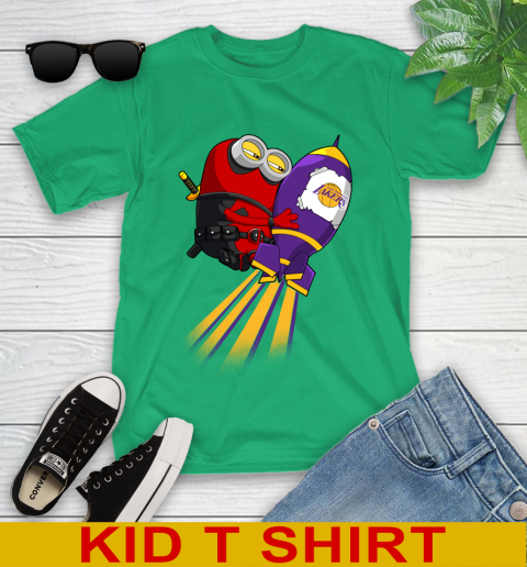 NBA Basketball Los Angeles Lakers Deadpool Minion Marvel Shirt Youth T-Shirt 7