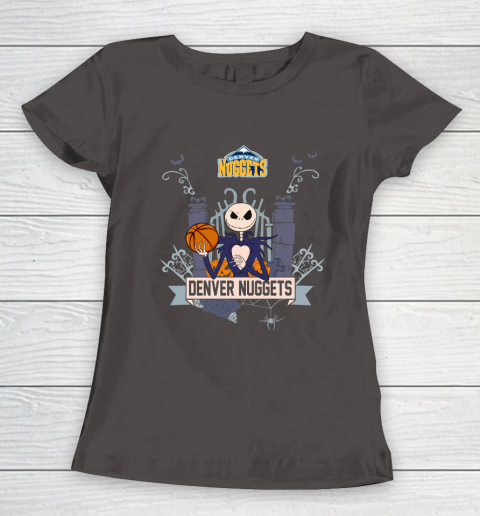 NBA Denver Nuggets Basketball Jack Skellington Halloween Women's T-Shirt 7