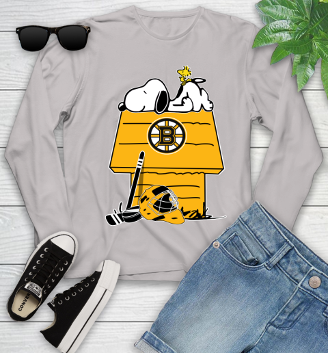 Boston Bruins NHL Hockey Snoopy Woodstock The Peanuts Movie Youth Long Sleeve 12