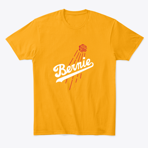 wf6l bernie sanders los angeles dodgers classic t shirt 2 front gold