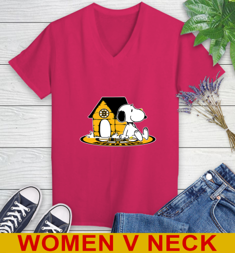 NHL Hockey Boston Bruins Snoopy The Peanuts Movie Shirt Women's V-Neck T-Shirt 10