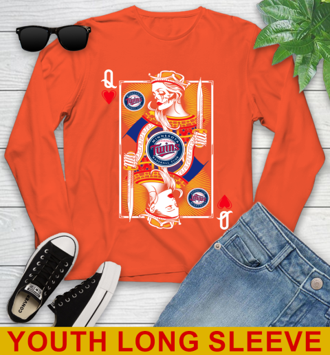 MLB Baseball Minnesota Twins The Queen Of Hearts Card Shirt Youth Long Sleeve 3