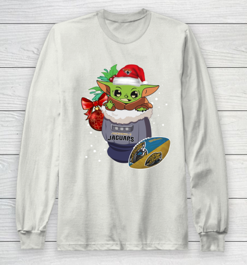 Jacksonville Jaguars Christmas Baby Yoda Star Wars Funny Happy NFL Long Sleeve T-Shirt 12